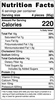 Old Nutrition Label
