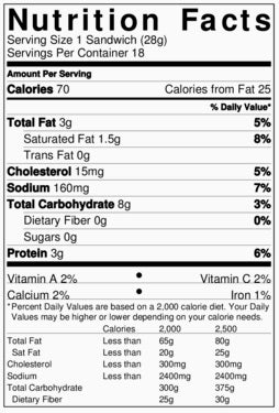 Old Nutrition Label