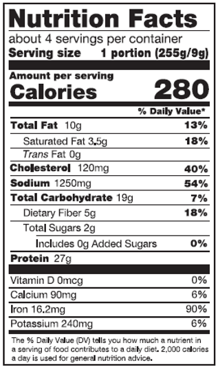 Old Nutrition Label