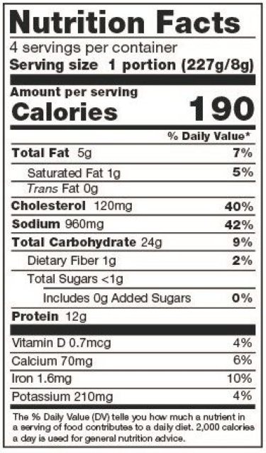 Old Nutrition Label