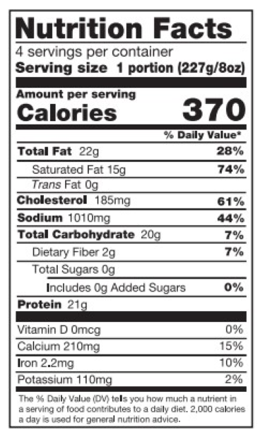 Old Nutrition Label